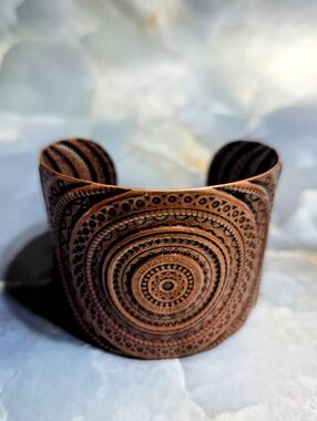 Etched Copper Tone Mandala Cuff Bracelet